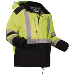 GloWear Class 3 Hi-Vis Winter Jacket with AmpliFIRE Heat Reflective Lining, 4X-L,arge Lime
