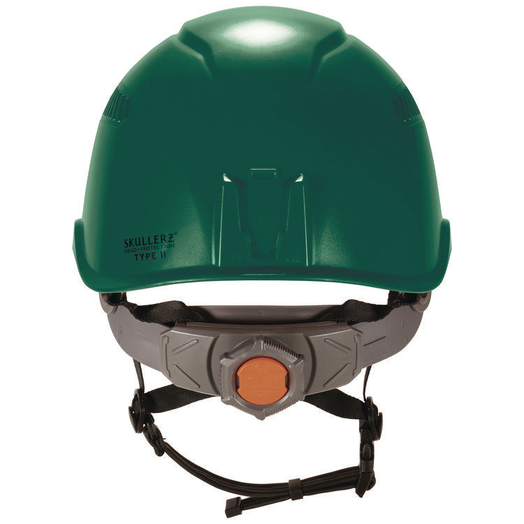 Skullerz 8977 Class C Safety Helmet with Adjustable Venting, 6-Point Ratchet Suspension, Green