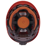 Skullerz 8977 Class C Safety Helmet with Adjustable Venting, 6-Point Ratchet Suspension, Red