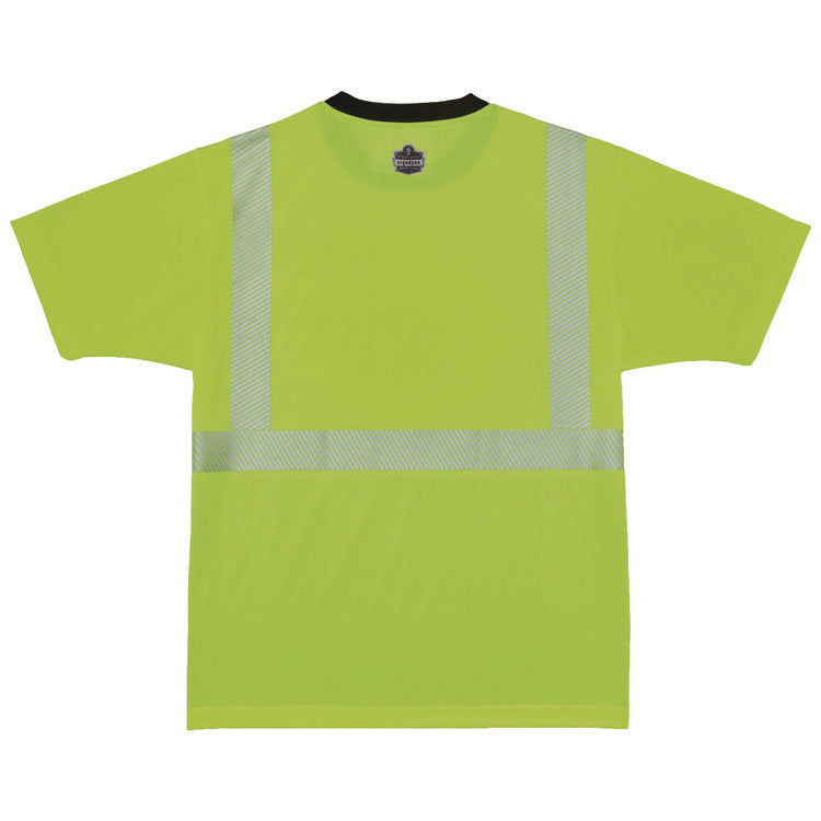 GloWear 8280BK Class 2 Performance T-Shirt with Black Bottom, X-Large Long, Lime