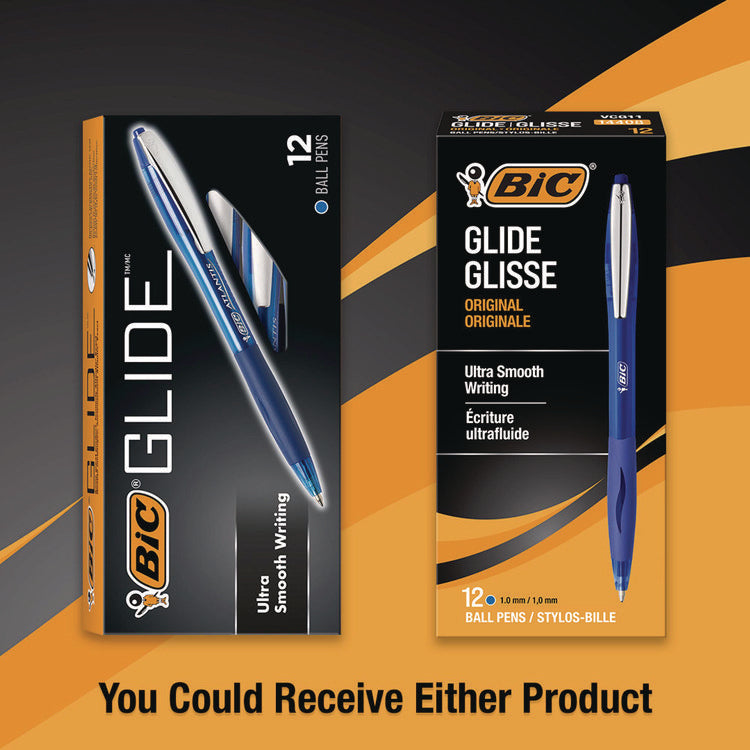 GLIDE Ballpoint Pen, Retractable, Medium 1 mm, Blue Ink, Translucent Blue/Blue Barrel, Dozen