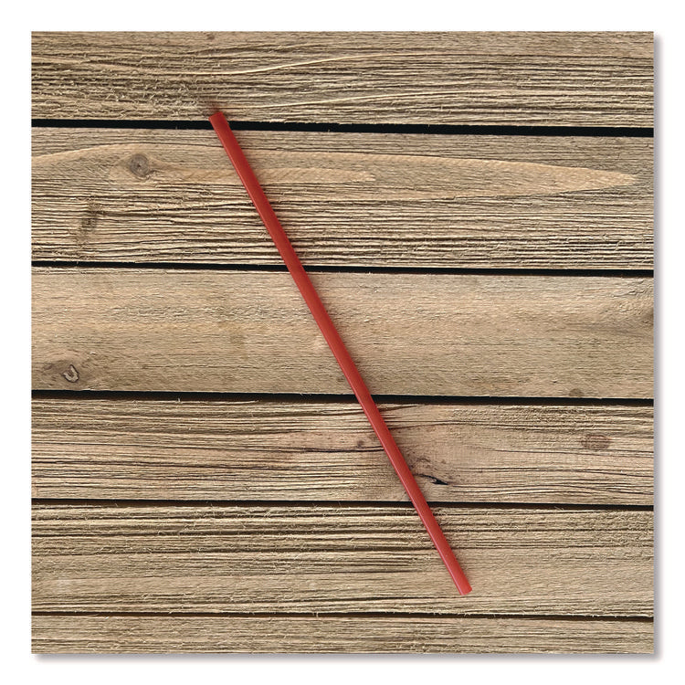 Wrapped Giant Straws, 10.25", Polypropylene, Red, 300/Pack, 4 Packs/Carton