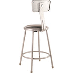 6400 Series Heavy Duty Vinyl Padded Steel Stool With Backrest, Supports Up to 500 lb, 24" Seat Height, Gray Seat, Gray Base