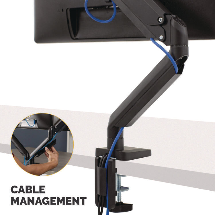 Platinum Series Single Monitor Arm, For 40" Monitors, 360 deg Rotation, 45 deg Tilt, 180 deg Pan, Black, Supports 17.6 lb