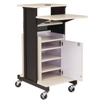 Premium Plus Presentation Cart with Storage Cabinet, 18 x 30 x 40.5, Ivory/Black