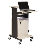 Premium Plus Presentation Cart with Storage Cabinet, 18 x 30 x 40.5, Ivory/Black