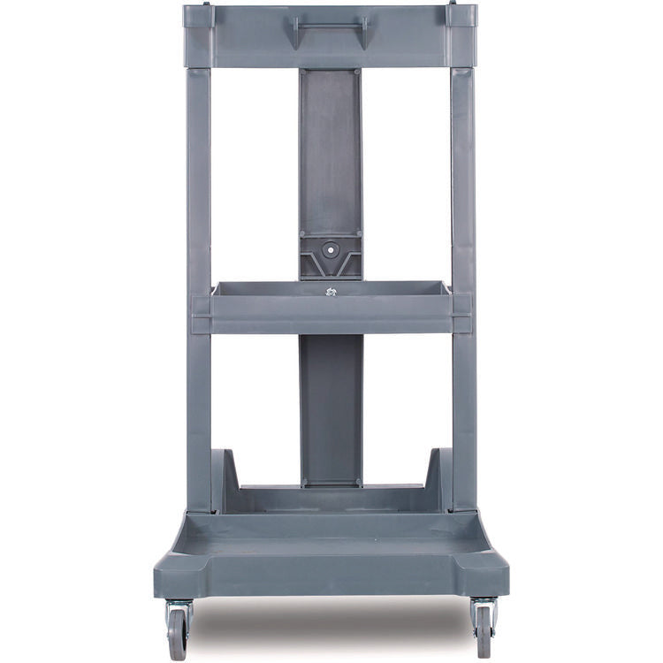 Janitor's Cart, Plastic, 4 Shelves, 1 Bin, 19" x 45" x 39", Gray