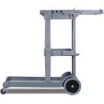Janitor's Cart, Plastic, 4 Shelves, 1 Bin, 19" x 45" x 39", Gray