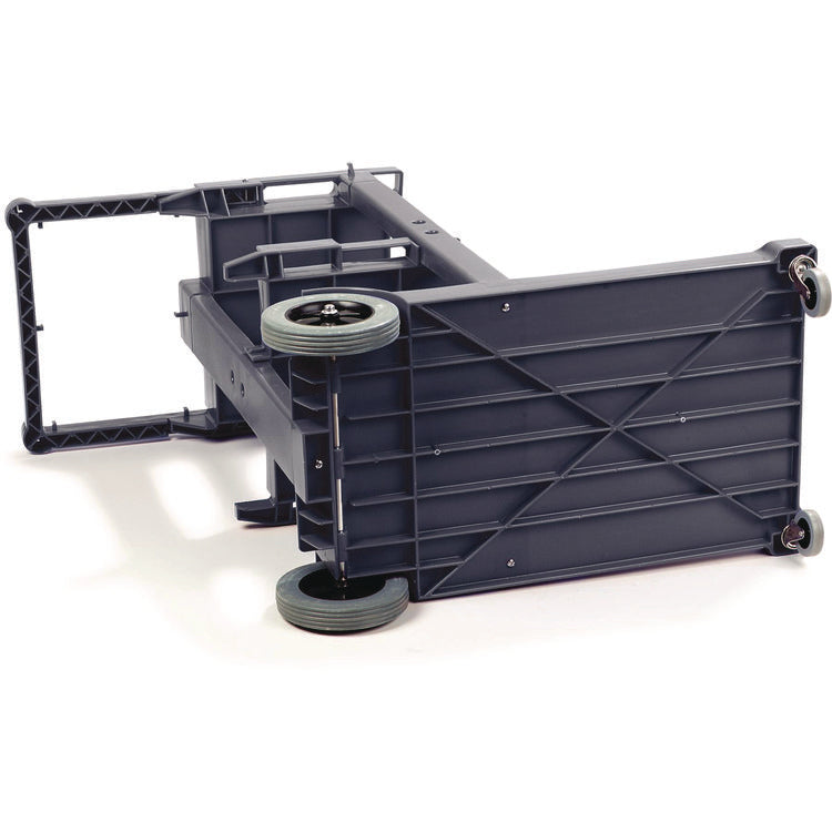 Janitor's Cart, Plastic, 4 Shelves, 1 Bin, 19" x 45" x 39", Gray