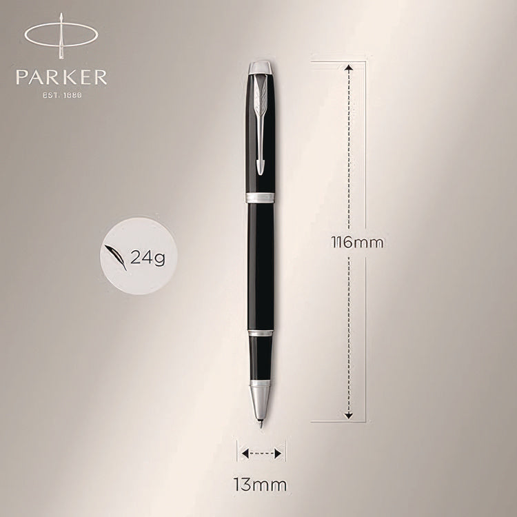 IM Premium Rollerball Pen, Stick, Fine 0.7 mm, Black Ink, Black/Chrome Barrel