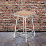 6300 Series Heavy Duty Square Seat Steel Stool, Backless, Supports Up to 500 lb, 23.25" Seat Height, Brown Seat, Gray Base