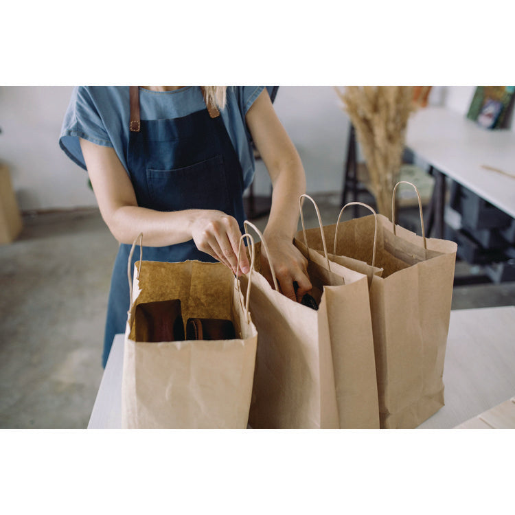 Kraft Paper Bags, Rope Handles, 18" x 7" x 18.5", Kraft, 200/Bundle