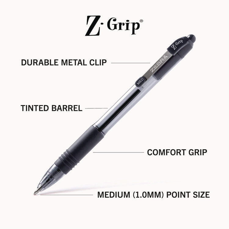 Z-Grip Ballpoint Pen, Retractable, Medium 1 Mm, Assorted Ink And Barrel Colors, 48/pack