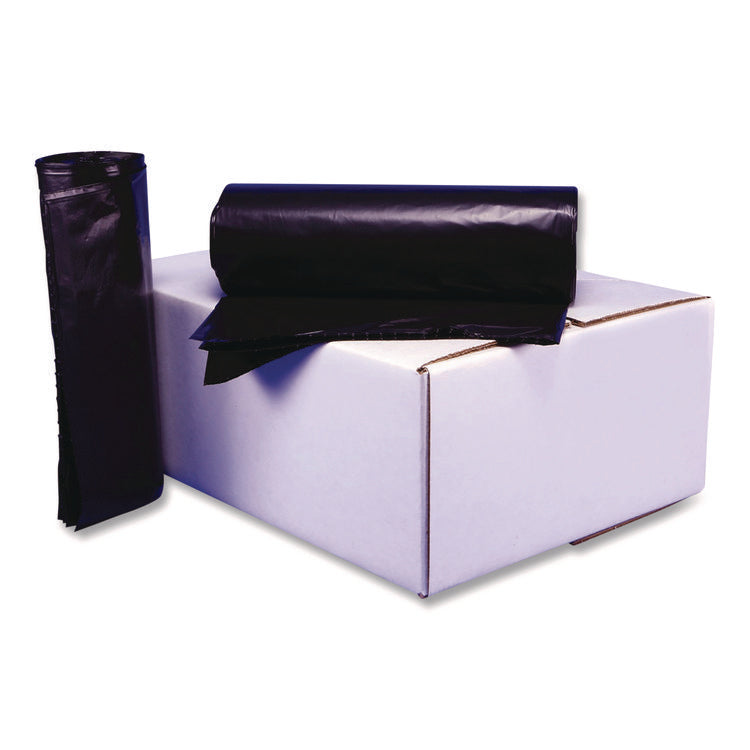Low Density Can Liners, 60 gal, 1.5 mil, 38" x 58", Black, 10 Bags/Roll, 10 Rolls/Carton
