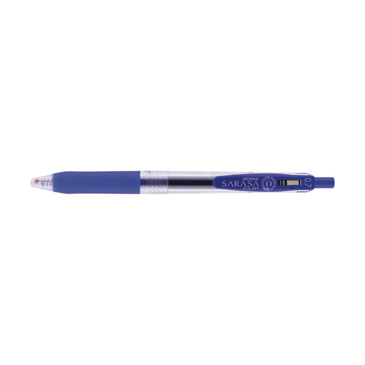 Sarasa Clip Gel Pen, Retractable, Medium 0.7 mm, Blue Ink, Clear/Blue Barrel, 12/Pack