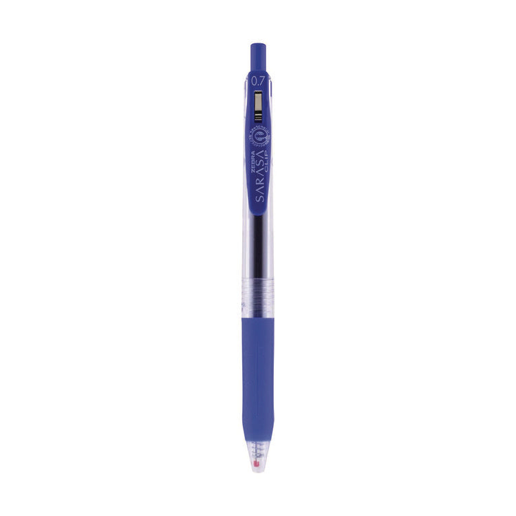Sarasa Clip Gel Pen, Retractable, Medium 0.7 mm, Blue Ink, Clear/Blue Barrel, 12/Pack