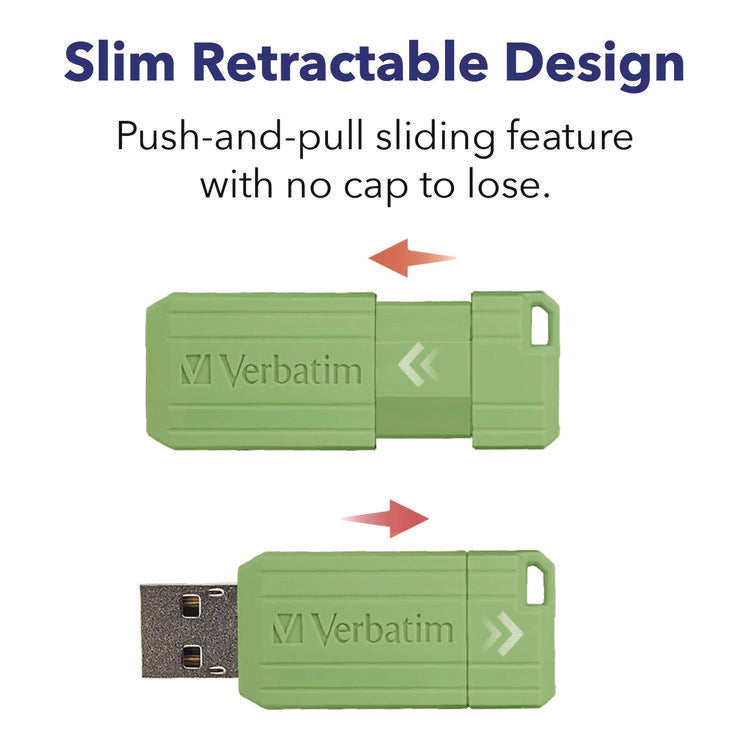 PinStripe USB 2.0 Flash Drive, 16 GB, Assorted Colors, 5/Pack