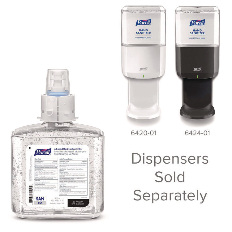 Food Processing Advanced Hand Sanitizer E3 Gel, 1,200 mL Bottle, Fragrance-Free, For ES6 Dispensers, 2/Carton