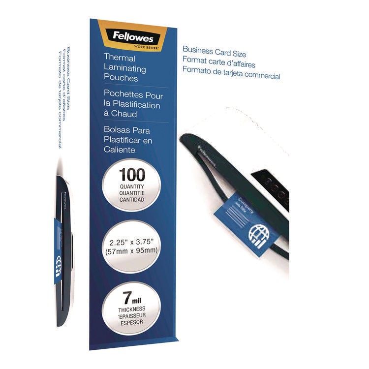 Laminating Pouches, 7 mil, 3.75" x 2.25", Clear Gloss, 100/Pack