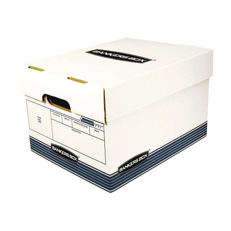 R-KIVE Heavy-Duty Storage Boxes, Letter/Legal Files, 10 x 15 x 12, White/Blue, 20/Bundle