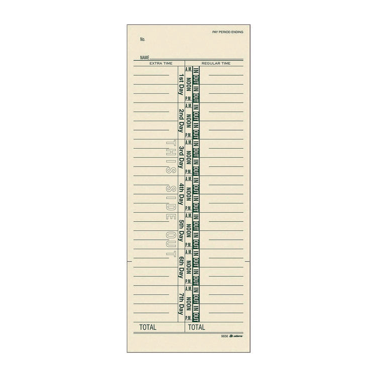 Time Cards for Acroprint, Amano and Lathem Time Clocks, One-Sided, 3.38" x 9", 200/Pack