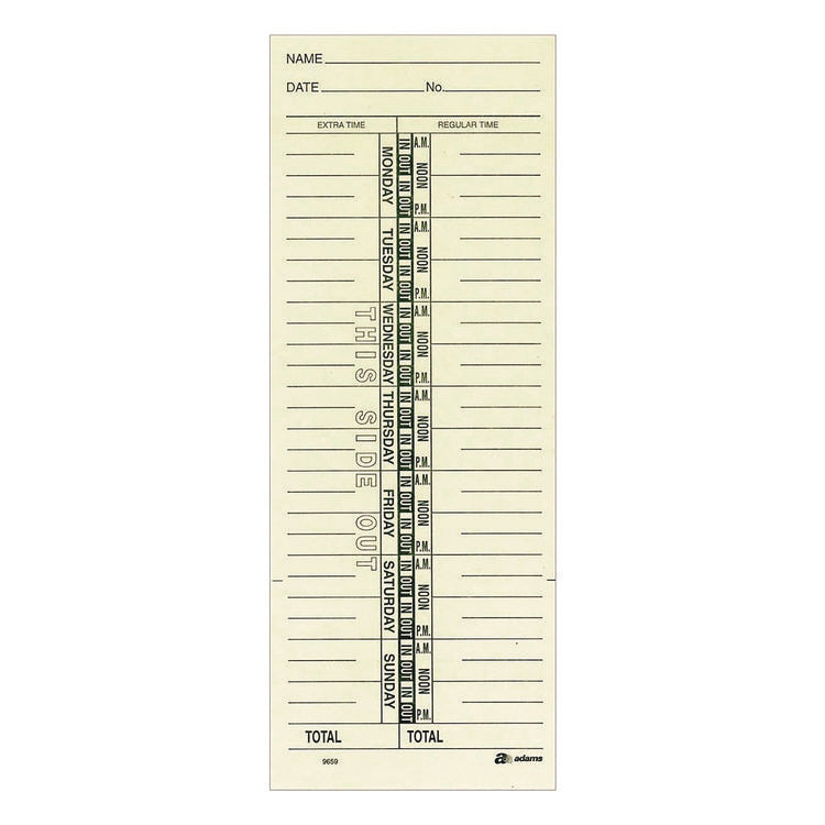 Time Cards for Acroprint, Amano and Lathem Time Clocks, One Side, 3.38" x 9", 200/Pack