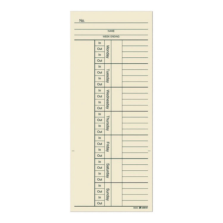 Time Cards for Acroprint, Amano and Lathem Time Clocks, Two Sides, 3.4" x 8.25", 200/Pack