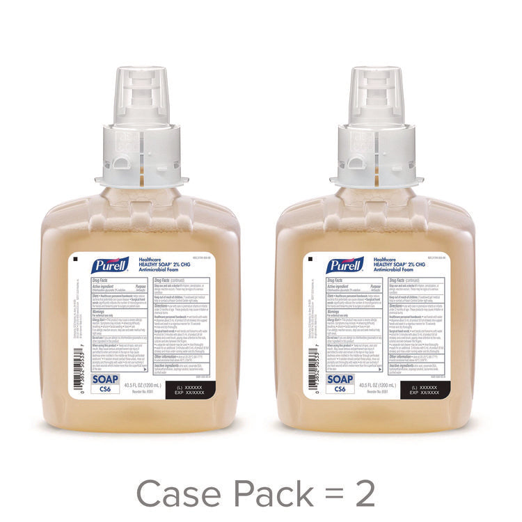 Healthcare HEALTHY SOAP 2% CHG Antimicrobial Foam Refill, For CS6 Dispensers, Fragrance-Free, 1,200 mL, 2/Carton