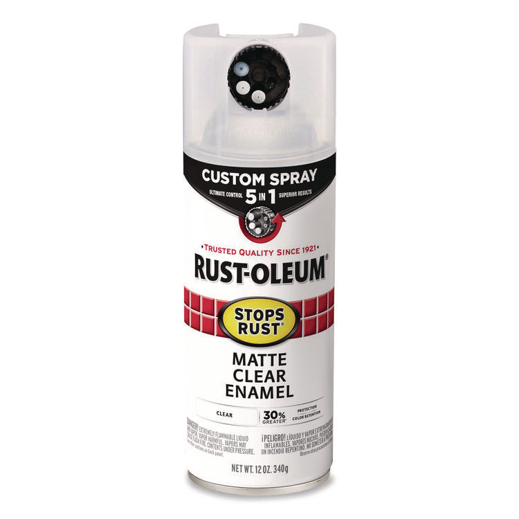 Stops Rust 5-in-1 Spray Paint, Matte Clear, 12 oz Aerosol Can, 6/Carton