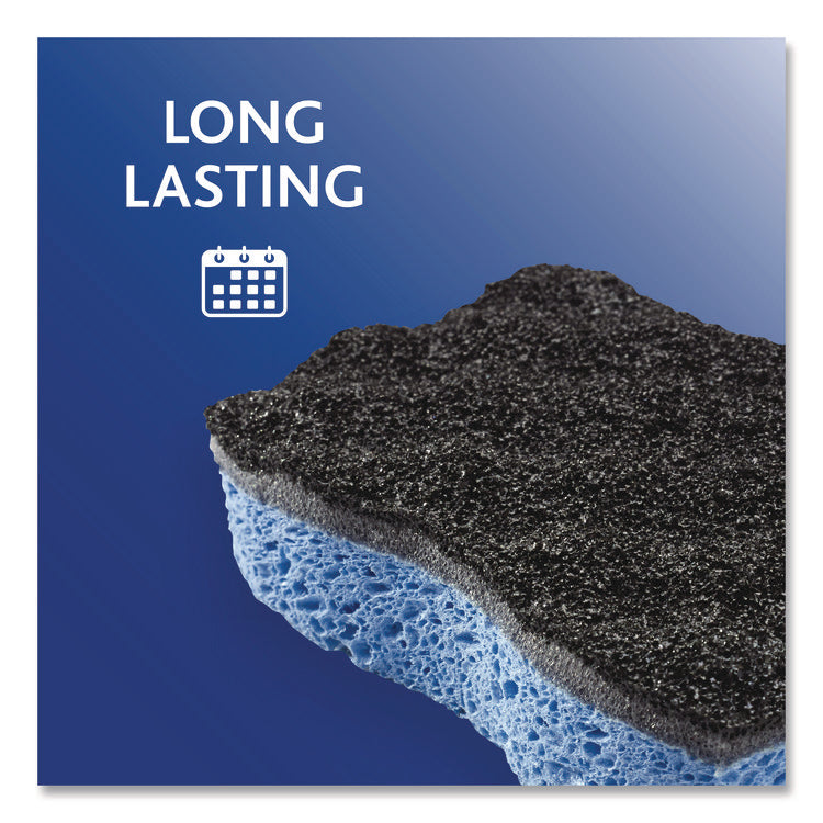 Scrunge Heavy-Duty Sponge, 2.63" x 4.25", 1" Thick, Black/Blue, 2/Pack, 8 Packs/Carton