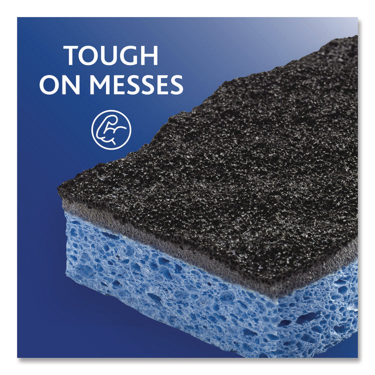 Scrunge Heavy-Duty Sponge, 2.63" x 4.25", 1" Thick, Black/Blue, 2/Pack, 8 Packs/Carton