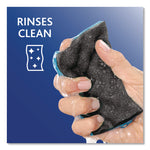 Scrunge Heavy-Duty Sponge, 2.63" x 4.25", 1" Thick, Black/Blue, 2/Pack, 8 Packs/Carton