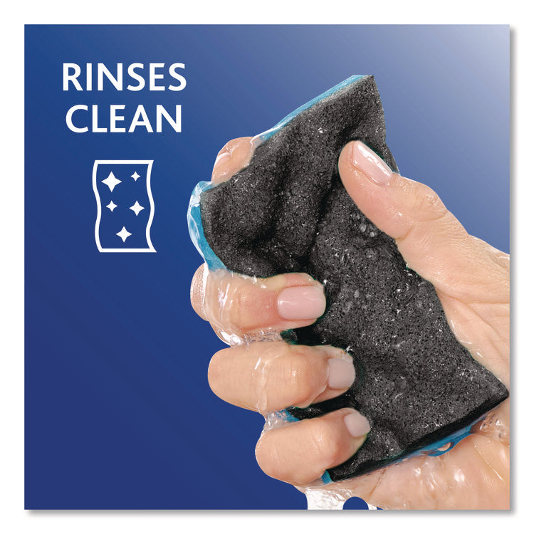 Scrunge Heavy-Duty Sponge, 2.63" x 4.25", 1" Thick, Black/Blue, 2/Pack, 8 Packs/Carton
