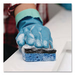 Scrunge Heavy-Duty Sponge, 2.63" x 4.25", 1" Thick, Black/Blue, 2/Pack, 8 Packs/Carton