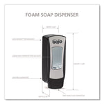 ADX-12 Dispenser, 1,250 mL, 4.64 x 3.94 x 11.89, Black/Gray, 6/Carton