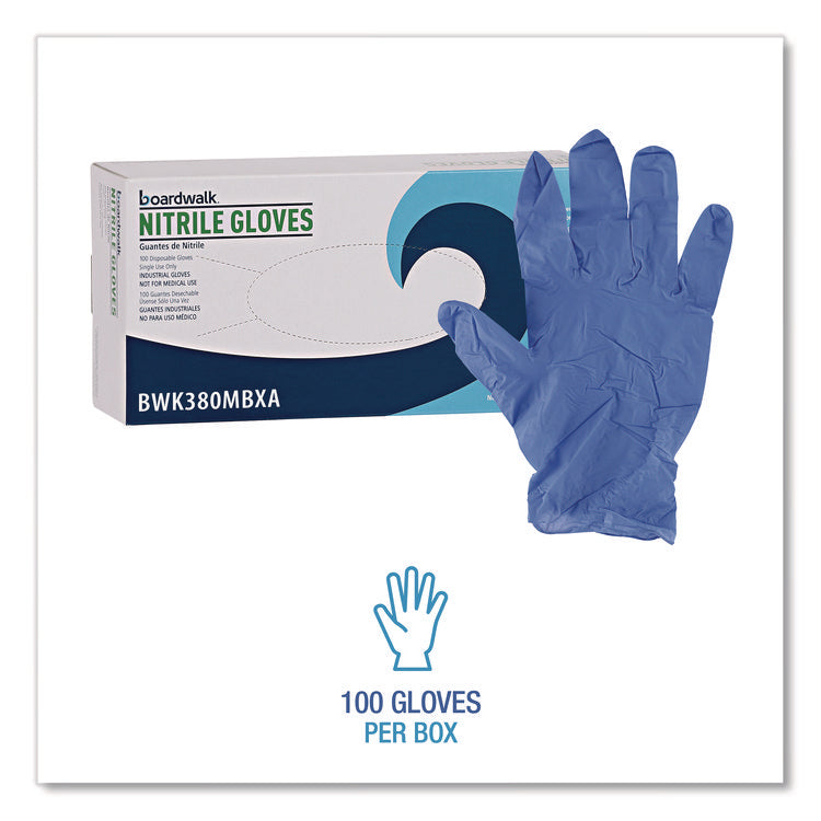 380 Series Disposable General-Purpose Nitrile Gloves, Powder-Free, Medium, 4 mil Thick, 9.5" Long, Blue, 100/Box, 10 Boxes/CT