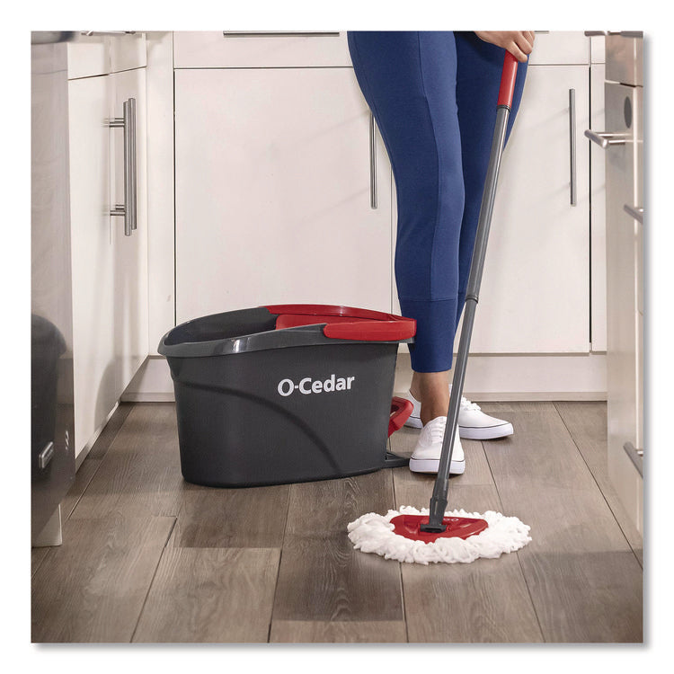 EZWring Spin Mop System, White Microfiber Head, Up to 51" Adjustable Red/Gray Handle