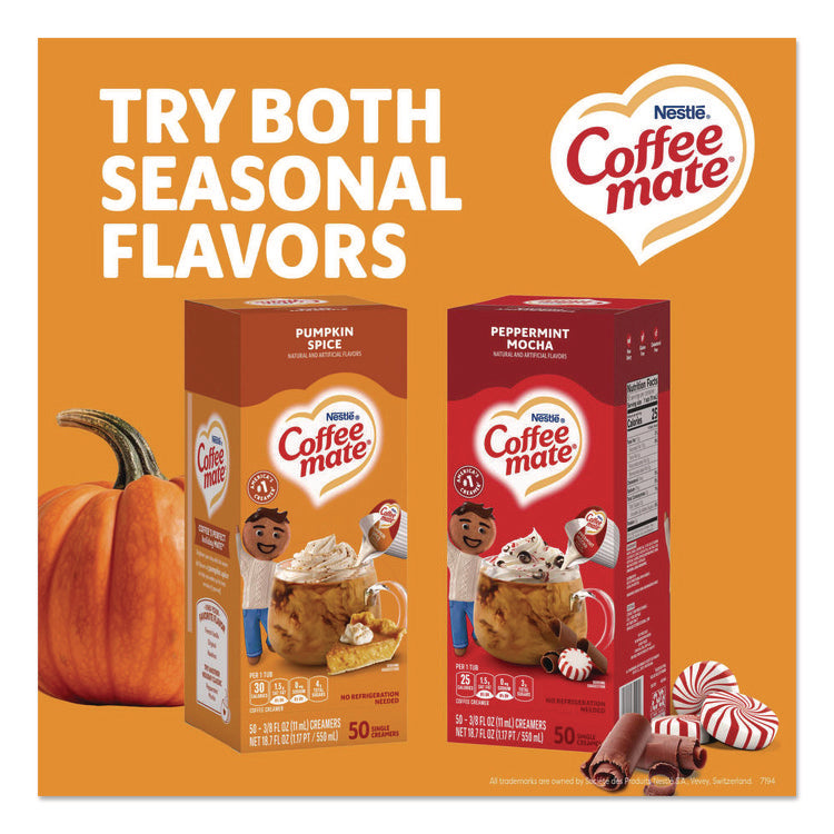 Liquid Coffee Creamer, Pumpkin Spice, 0.38 Oz Mini Cups, 50/box