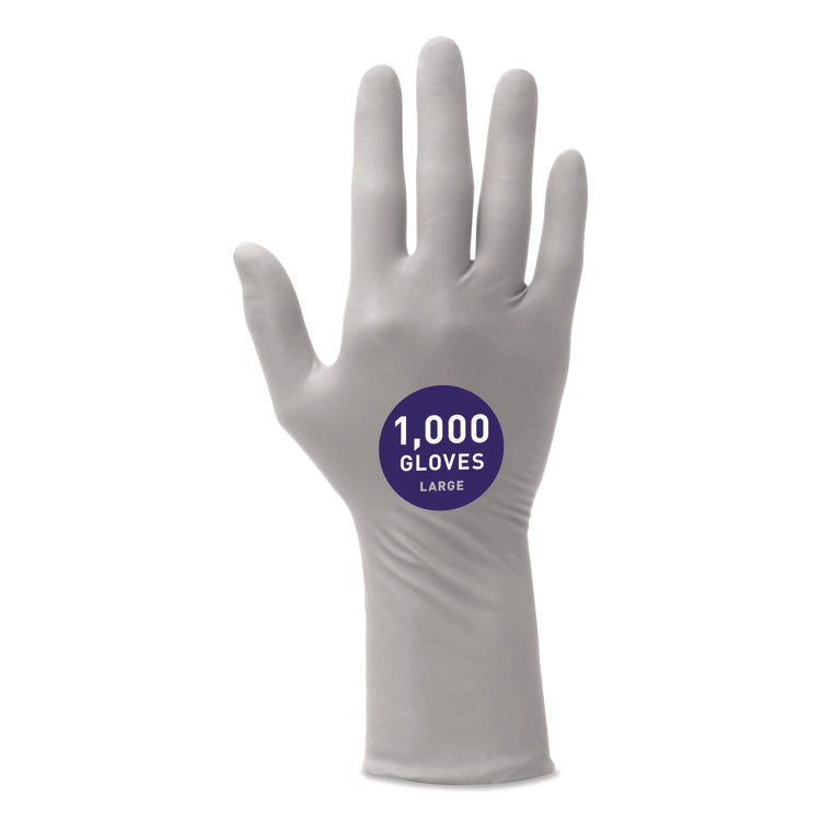 STERLING Nitrile-Xtra Exam Gloves, Powder-Free, AQL 1.0, Large, 3.5 mil Thick, 12" Long, Gray, 100/Box, 10 Boxes/Carton