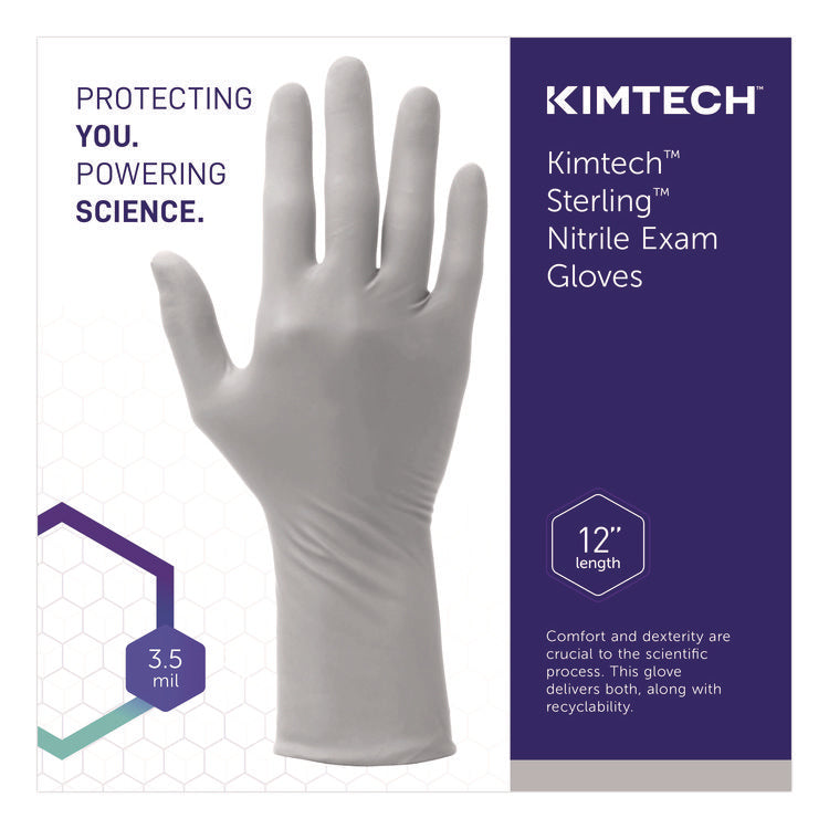 STERLING Nitrile-Xtra Exam Gloves, Powder-Free, AQL 1.0, Large, 3.5 mil Thick, 12" Long, Gray, 100/Box, 10 Boxes/Carton
