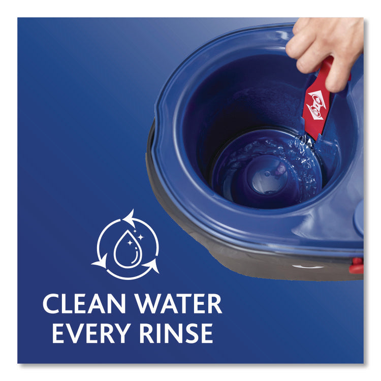 EZWring RinseClean Spin Mop System, Blue/White Microfiber Head, Up to 51" Adjustable Red/Gray Handle