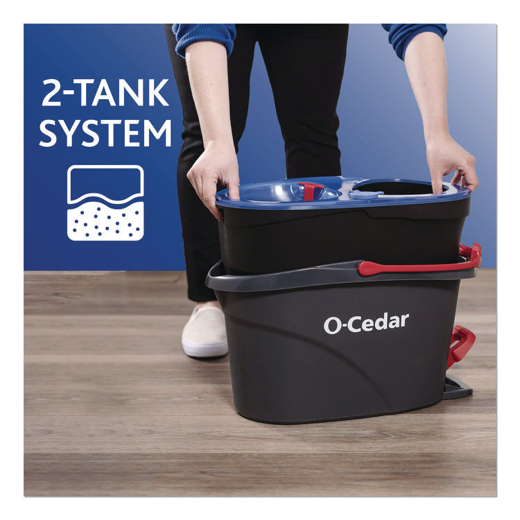 EZWring RinseClean Spin Mop System, Blue/White Microfiber Head, Up to 51" Adjustable Red/Gray Handle