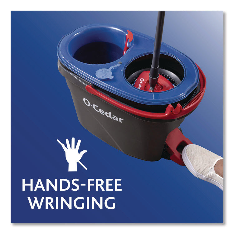 EZWring RinseClean Spin Mop System, Blue/White Microfiber Head, Up to 51" Adjustable Red/Gray Handle