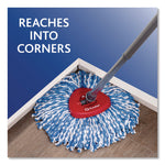 EZWring RinseClean Spin Mop System, Blue/White Microfiber Head, Up to 51" Adjustable Red/Gray Handle