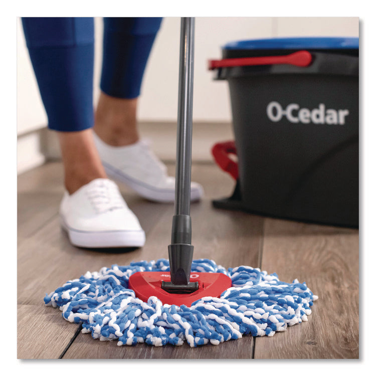 EZWring RinseClean Spin Mop System, Blue/White Microfiber Head, Up to 51" Adjustable Red/Gray Handle