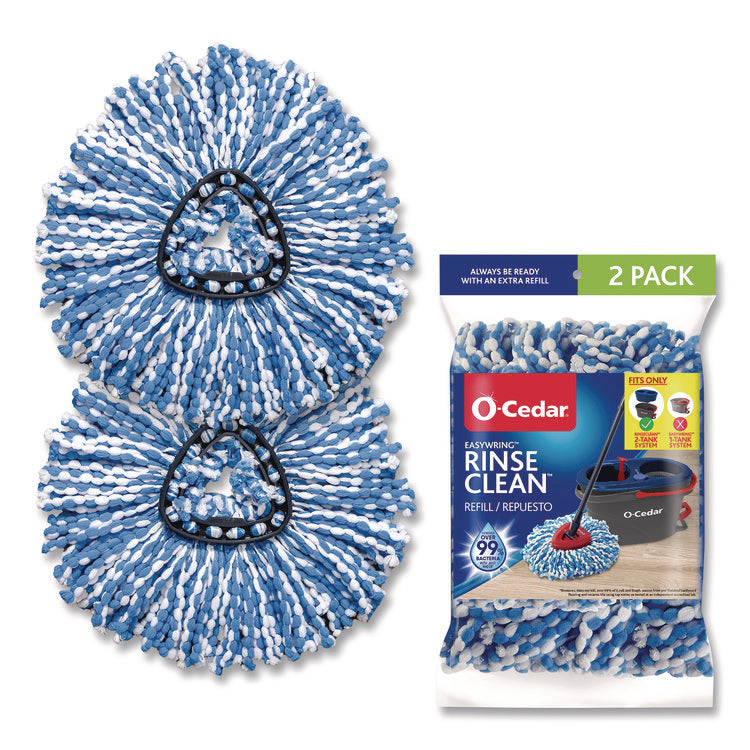 Rinse Clean Refill, Microfiber, Custom Size for Rinse Clean Mop System, Blue/White, 2/Pack, 6 Packs/Carton