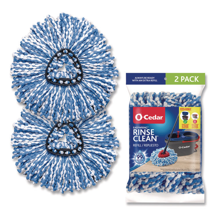 Rinse Clean Refill, Microfiber, Custom Size for Rinse Clean Mop Systems, Blue/White, 2/Pack