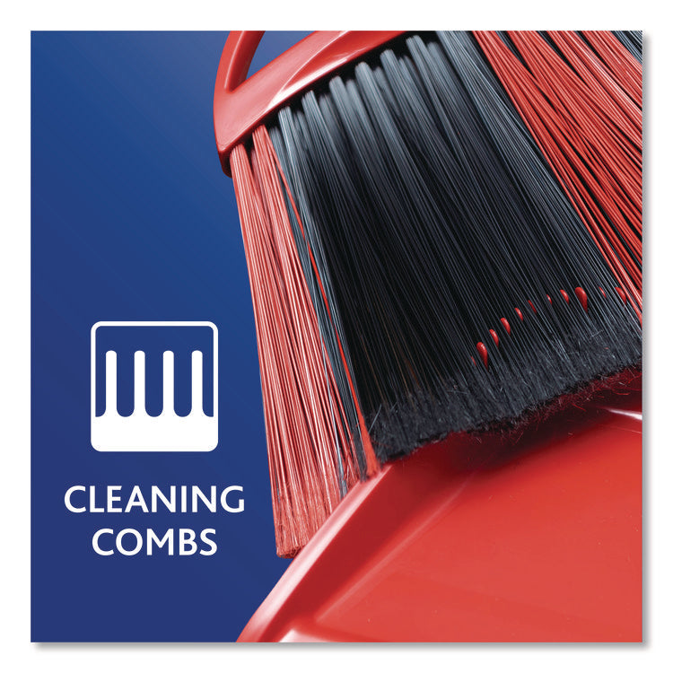 One Sweep Broom with Dustpan, 53.88" Handle, Red/Black/Gray