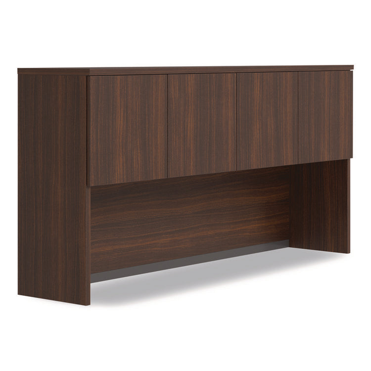 Alera Seville Hutch with Doors, 4 Compartments, 72w x 16d x 36h, Mahogany