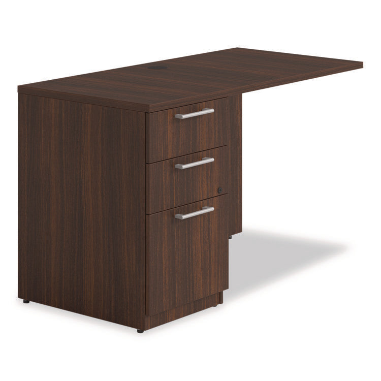 Alera Seville Series Desk Return with Pedestal, Left, 48" x 24" x 29", Mahogany